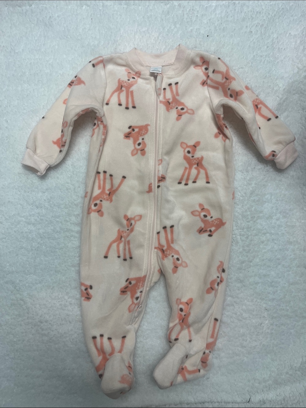 4/25$ Pekkle Soft Pink Fawn Print Footed One-Piece